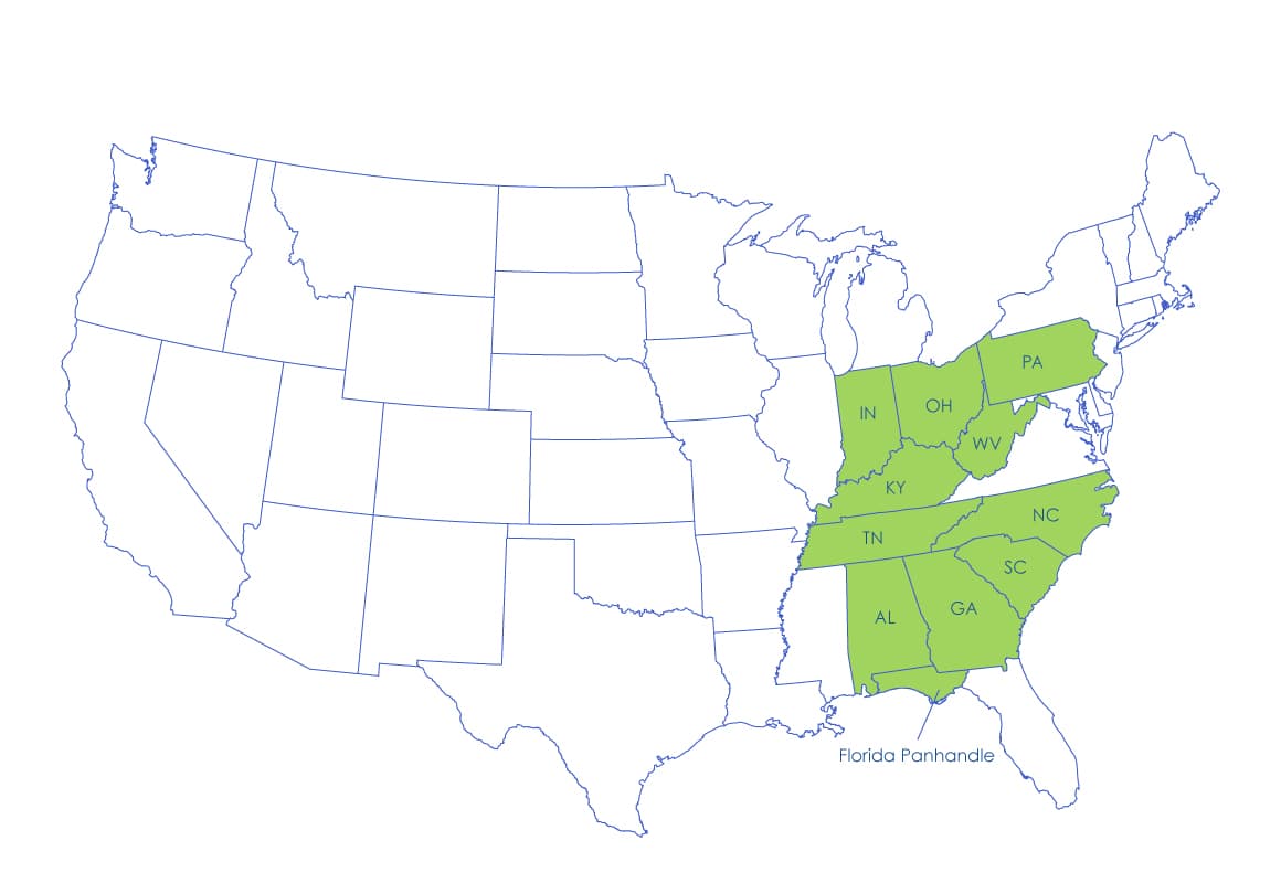 A map of the territories Trivaco works